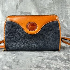 Dooney & Bourke Black and Brown Pebbled Leather Crossbody Bag